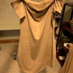 BB suede off shoulder mini dress